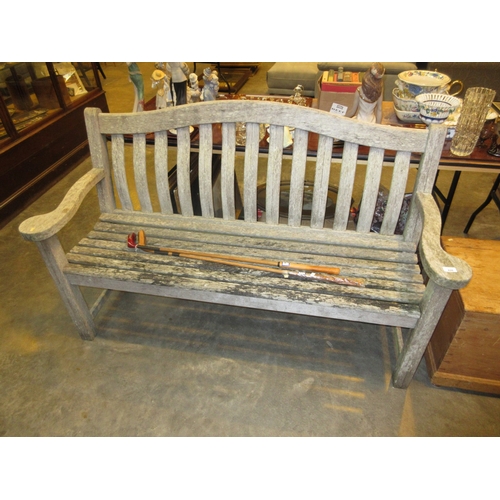 626 - Weathered Wood Garden Bench, 156cm long