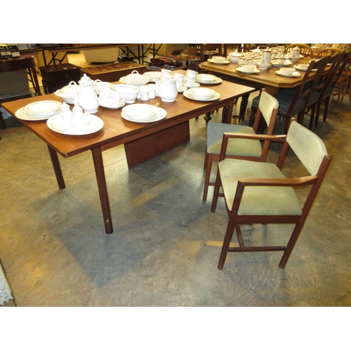 663 - Mid 20th Century Teak Extending Dining Table with Leaf and 2 Chairs