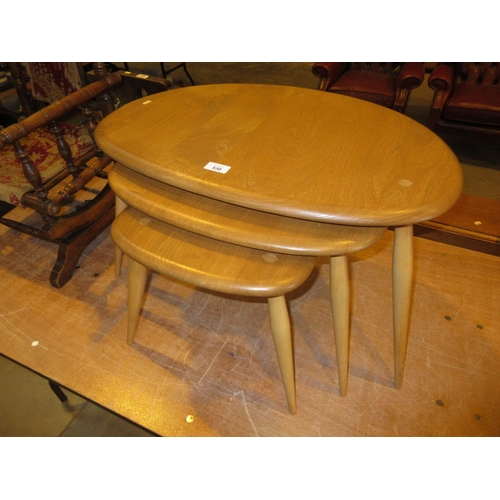 530 - Ercol Honey Colour Elm Pebble Nest of 3 Tables