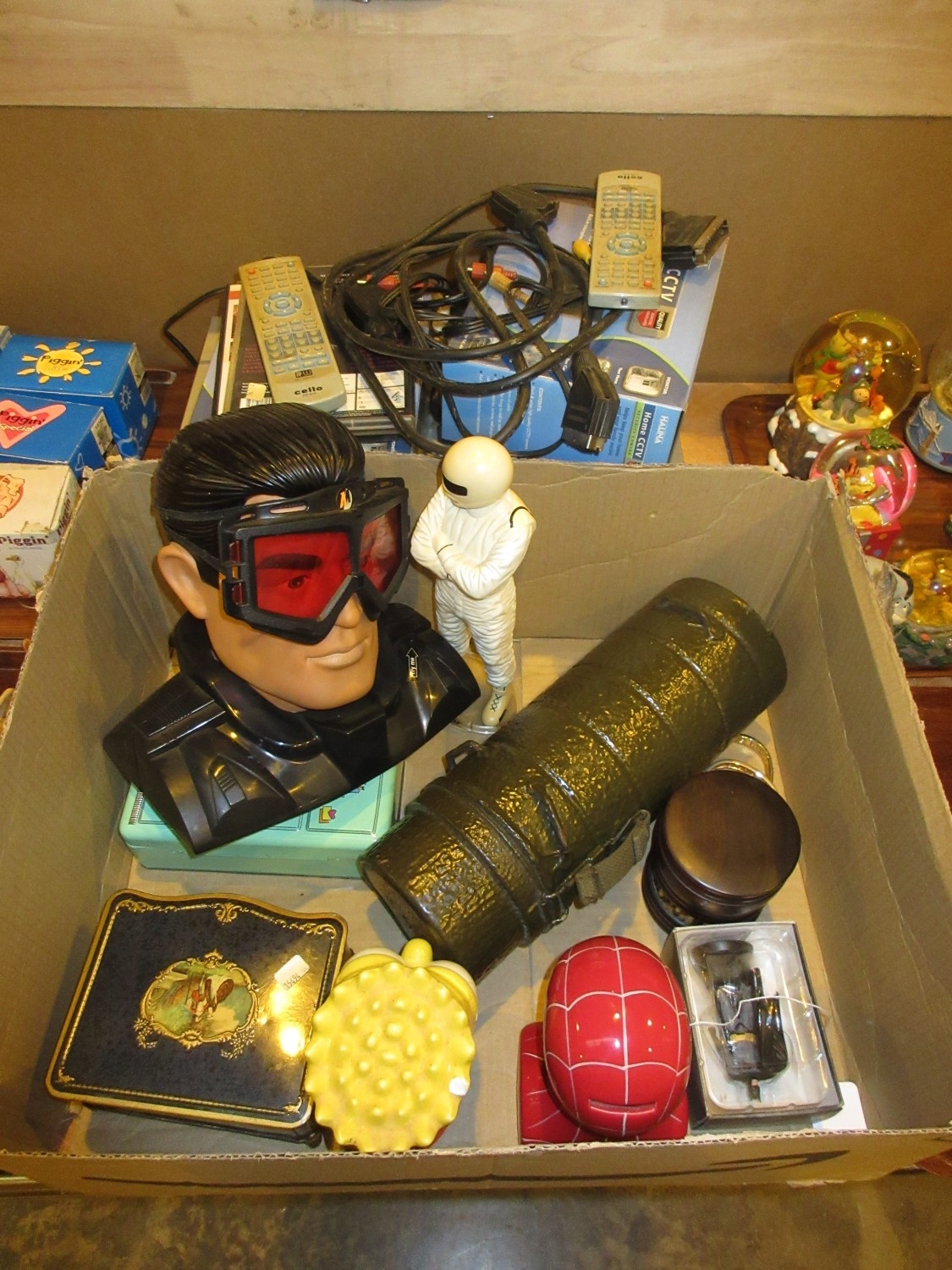 Action Man Bust, Stig Figure, 2 Novelty Money Banks, Cello CD Players etc