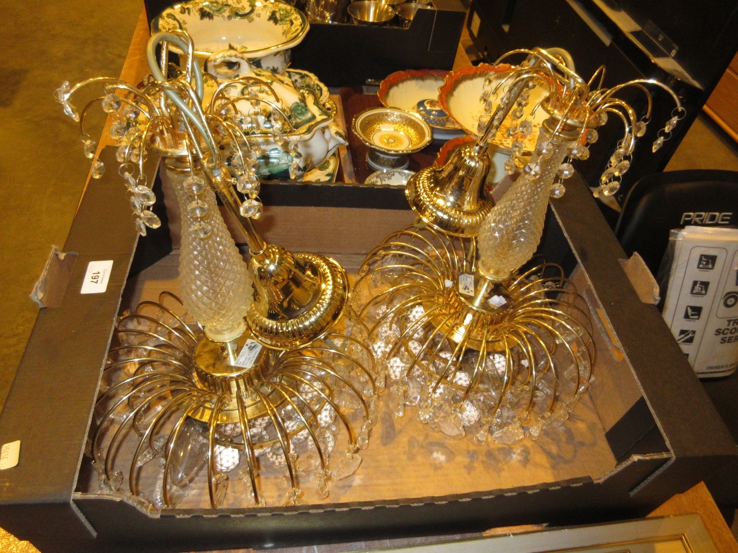 Pair of Crystal Drop Ceiling Lights