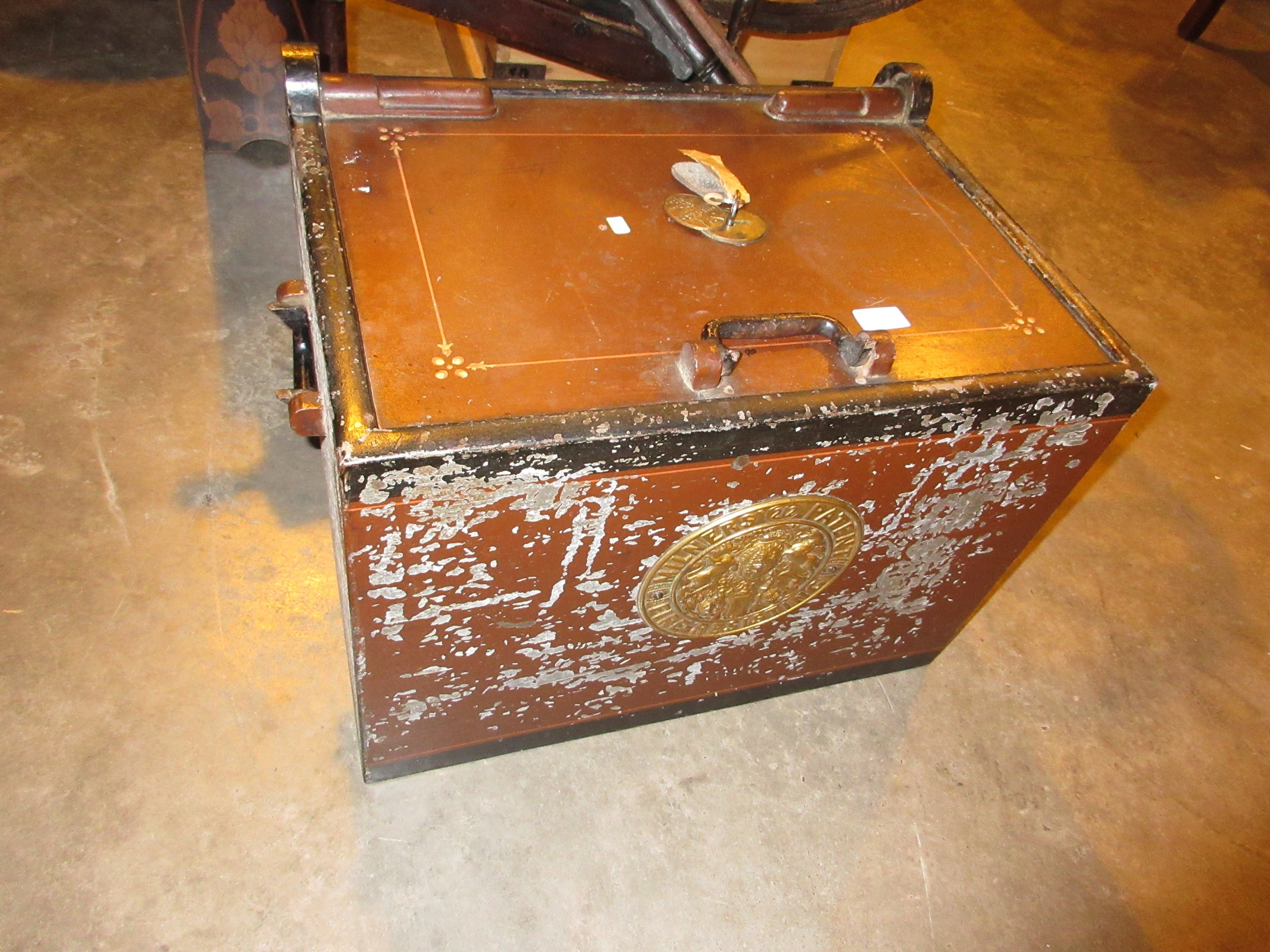 Victorian Milners Safe/Strong Box with Key, 56x41x41cm
