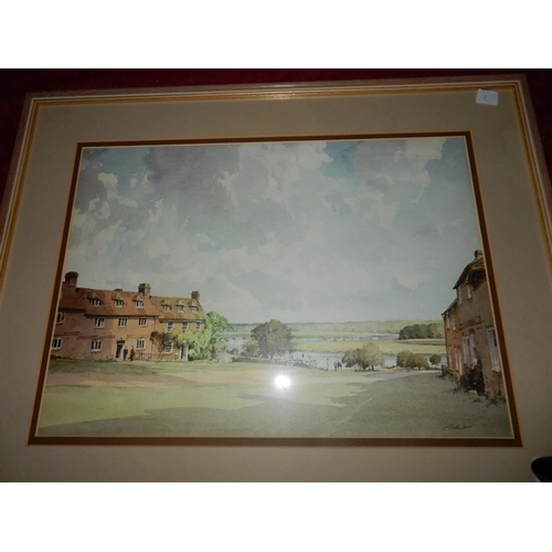 1 - John Hayden.  A signed watercolour - Bournemouth Belle, framed and glazed - 11in. x 27in., a waterco... 