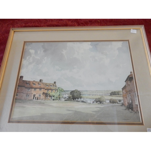 1 - John Hayden.  A signed watercolour - Bournemouth Belle, framed and glazed - 11in. x 27in., a waterco... 