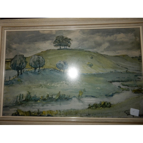 11 - A signed oil on canvas - River scene with buildings, gilt framed - 10 1/4in. x 13in., a coloured pri... 