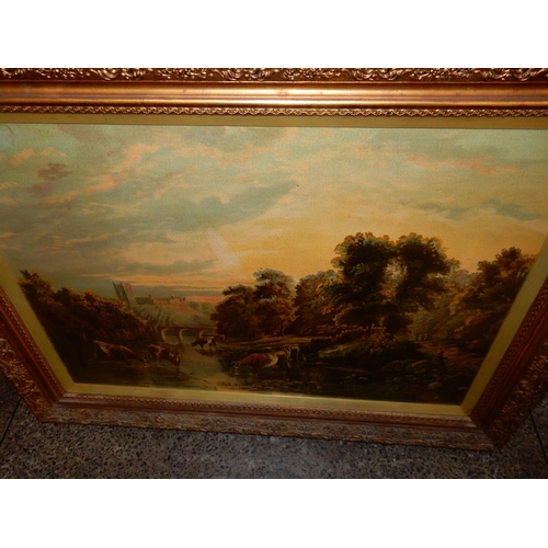 19 - Two Victorian coloured furnishing prints after Frederick B Cook depicting landscape scenes with catt... 