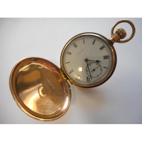 222 - A gentleman's British Watch Company pocket watch with white enamel dial, seconds dial, in a gold pla... 