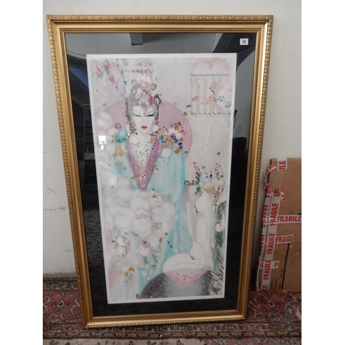 25 - A limited edition coloured print of an Oriental lady, no.240 of 395, signed to the mount, framed and... 