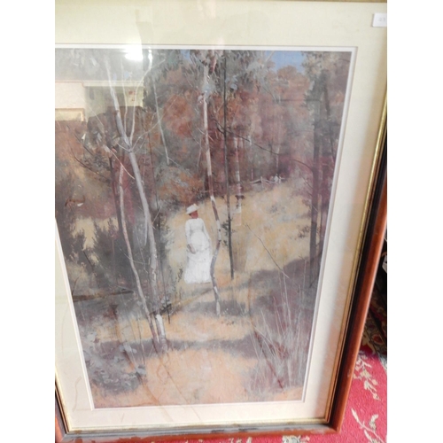 25 - A limited edition coloured print of an Oriental lady, no.240 of 395, signed to the mount, framed and... 