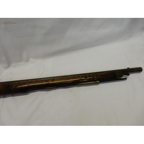 295 - A percussion cap musket, the lock marked with a crown and VR 1855 - 43in. long