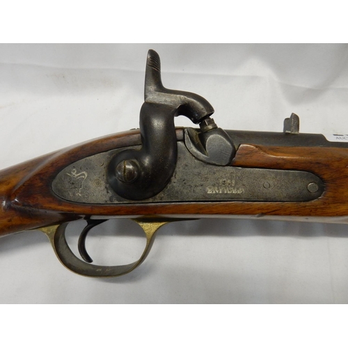 296 - A percussion carbine Enfield, the lock marked with a crown, VR and dated 1861 - 36in. long