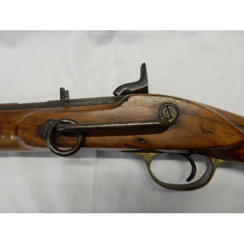 296 - A percussion carbine Enfield, the lock marked with a crown, VR and dated 1861 - 36in. long