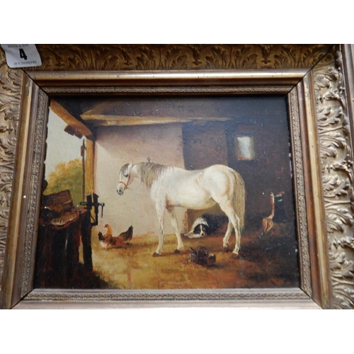 4 - A selection of decorative oils including still life, portraits, winter scenes etc.., in gilt frames