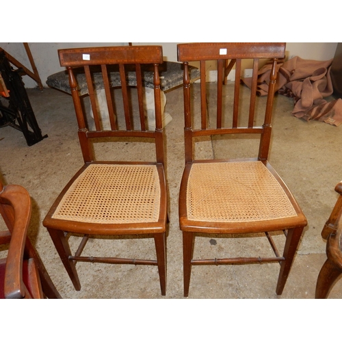 52 - An Edwardian mahogany framed carver chair with 'X' shaped back, on square legs, a pair of mahogany a... 