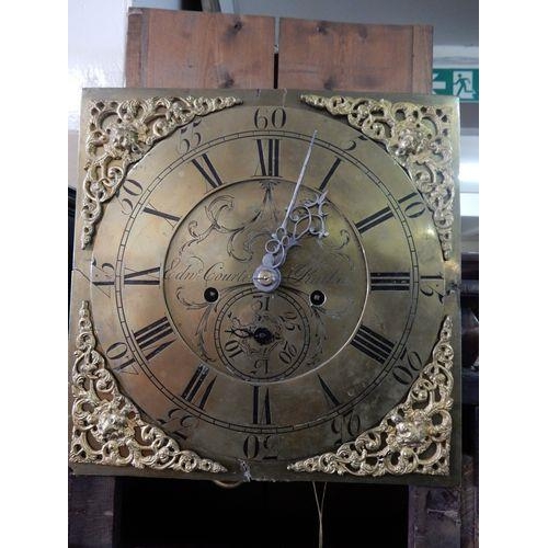 81 - An 18th Century longcase clock by Edn Courter of Ruthin, brass dial, pierced spandrels, seconds dial... 