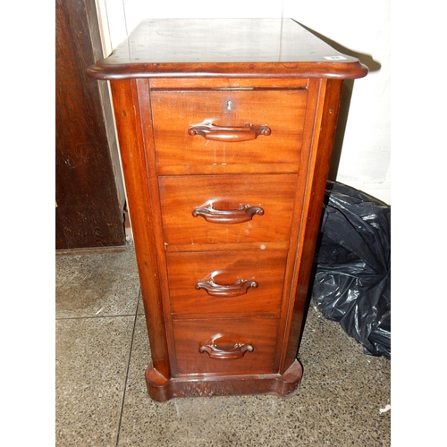 84 - A Victorian mahogany pedestal fitted four drawers with shaped handles, on platform base - 17in. wide... 