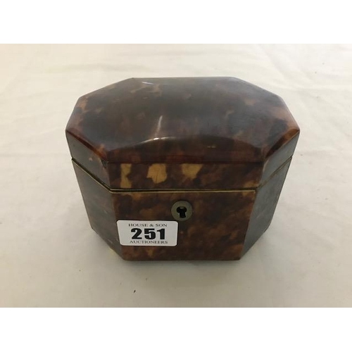 251 - A 19th Century tortoiseshell single division tea caddy of octagonal form, on pill feet - 4 1/2in. wi... 