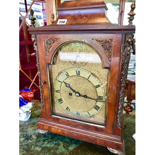 256 - A Georgian mahogany bracket clock by Birley of Birmingham, strike silent to the arch, pierced gilded... 