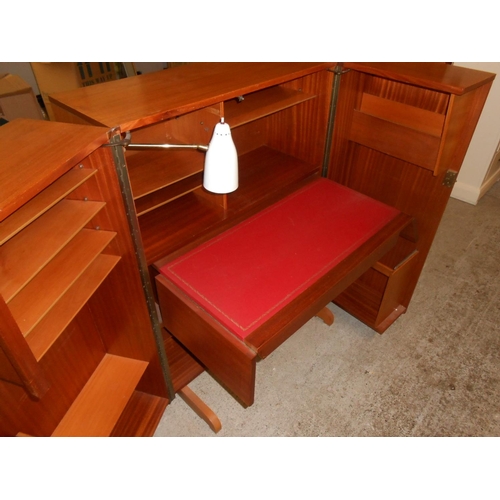 33 - A 1970's teak Home Office desk - 33in. wide and a G Plan Astro teak framed coffee table with glass t... 