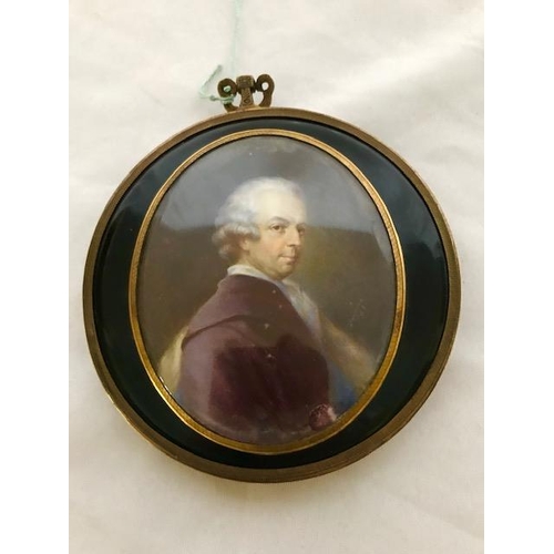 6 - An 18th Century miniature signed and dated Bouvier 1793 - Half length portrait of a gentleman (possi... 