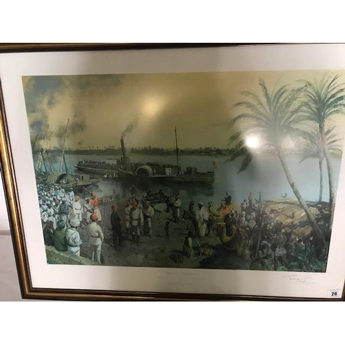 26 - A signed coloured print after Terence Cuneo entitled The Last Despatch, signed in pencil to the moun... 