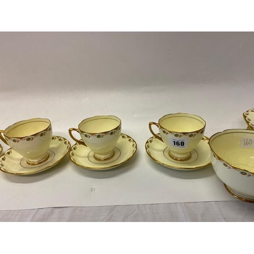 160 - A Grafton tea service, yellow with flowers and gilding comprising:- twelve cups, twelve saucers, twe... 