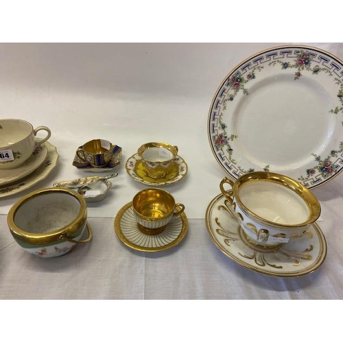 164 - Eight decorative cabinet cups and saucers including Bing and Grondahl, a Copenhagen plate decorated ... 