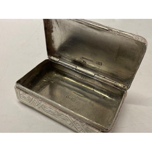 241 - A Russian silver trinket box, the lid with engraved decoration of a church - 2 3/4in. x 1 3/4in. x 3... 