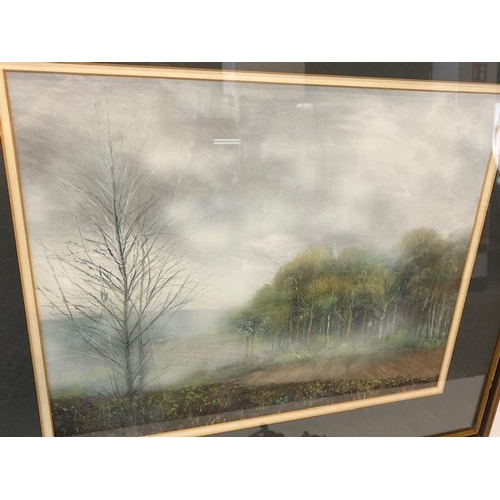 28 - L.A Watson.  A watercolour - Lartington Woods, mounted, framed and glazed - 15in. x 19in.