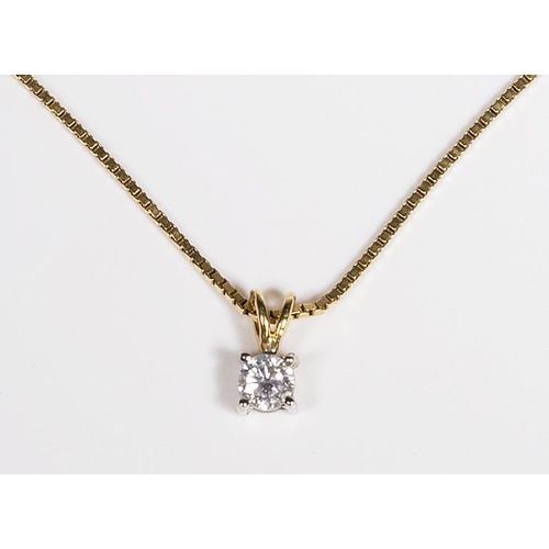 281 - A diamond pendant mounted in two colour 18ct. gold on a fine 18ct. gold boxlink chain