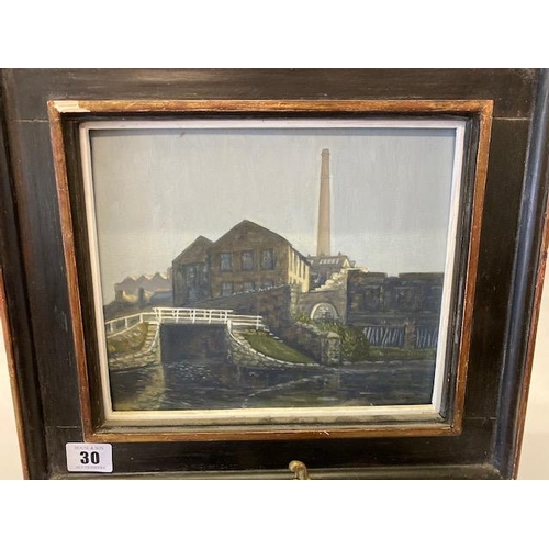 30 - Erroll Neill.  An oil on panel - Top Lock Blackburn, framed - 8in. x 9in.