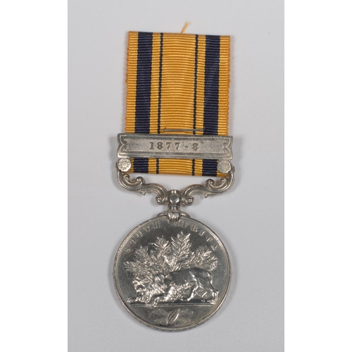 317 - A South Africa medal with 1877-8 bar awarded to Pte W Bright 1st Company Volunteer Rifles