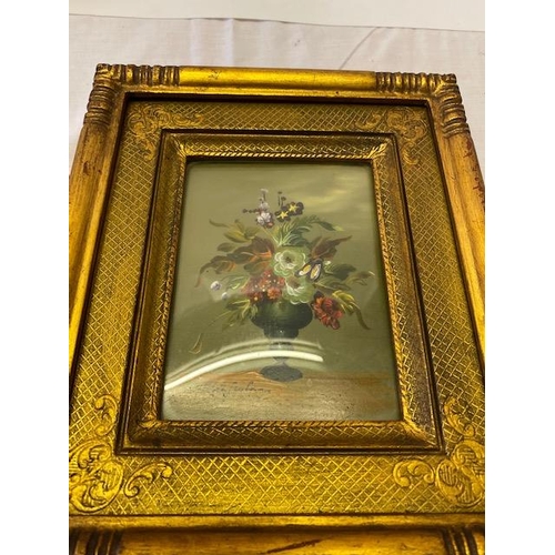 35 - A signed oil on panel - Still life of flowers, gilt framed and glazed - 4 1/in. x 3 1/4in., a signed... 