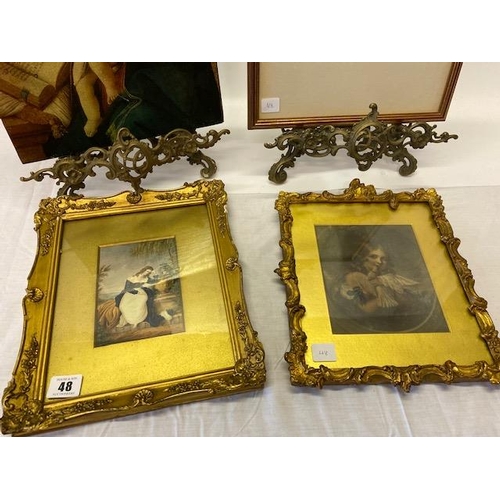 48 - An antique coloured engraving entitled Kisses, gilt mounted, framed and glazed - 6 1/2in. x 5 1/4in.... 