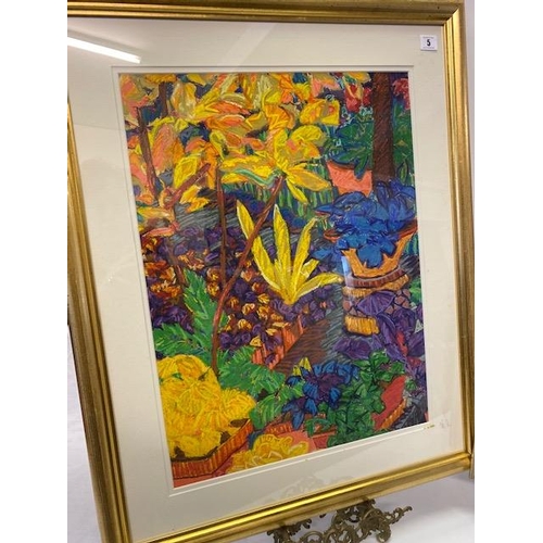 5 - Karen Kulyk.  An acrylic - Artist Garden Pogettat, mounted, framed and glazed - 23in. x 17in. and a ... 