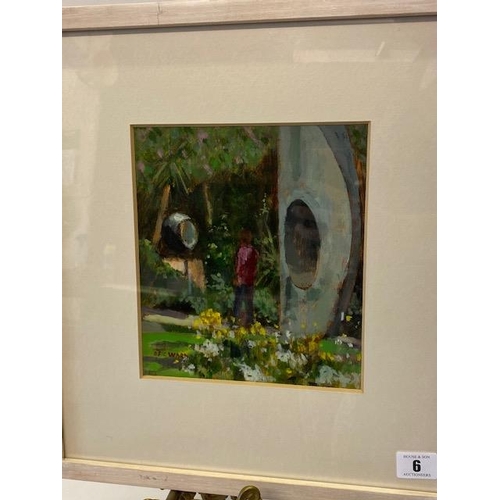 6 - Eric Ward.  An oil - Barbara Hepworths Garden St Ives, mounted, framed and glazed - 8in. x 7in.