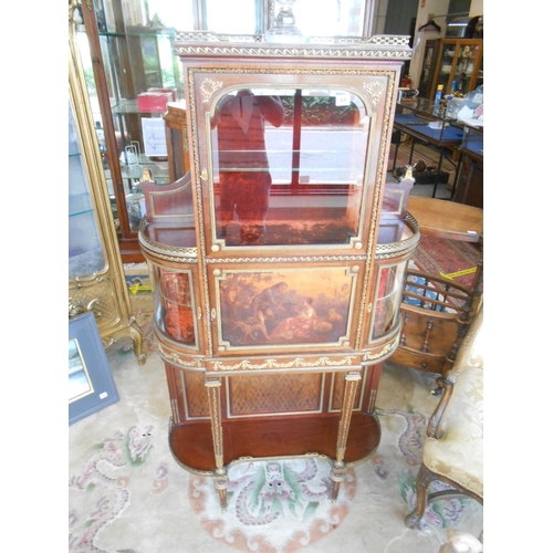 88 - A 19th Century mahogany display cabinet, the upper part with pierced gallery, fitted glass door abov... 