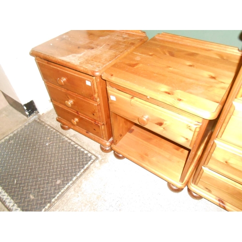 85 - A modern pine blanket box - 39in. wide, a modern pine bedside cabinet fitted drawer and recess under... 