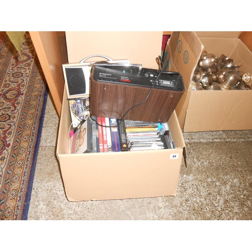 88 - A collection of compact discs, dvd's, a Roberts radio and a Pure radio