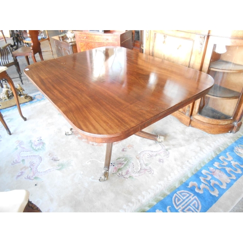 97 - A 19th Century mahogany breakfast table with square hinged top, on turned column, downswept legs wit... 