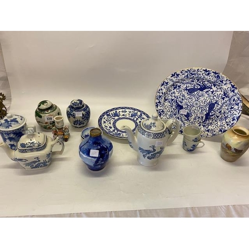 120 - A selection of decorative pottery and glass including a Port Meirion Botanic Garden pattern jardinie... 