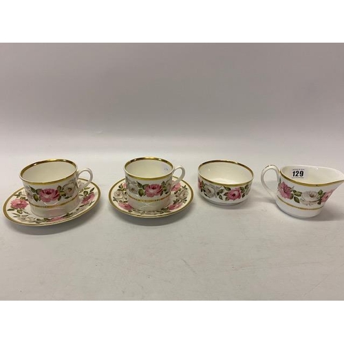 129 - Two Royal Worcester Royal Garden pattern coffee cans, two saucers, cream jug and sugar basin