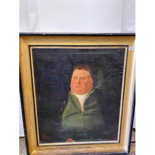 14 - Oils on canvas - Half length portrait of a Georgian gentleman in a green waistcoat, framed - 30in. x... 