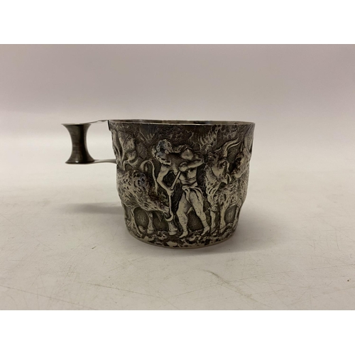 171 - A silver 'Copy Of The Vapio Cup' decorated all round with cattle and male figure - Chester 1899, mak... 