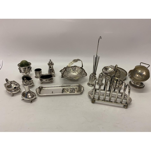 181 - A small selection of silver plated items including cruet