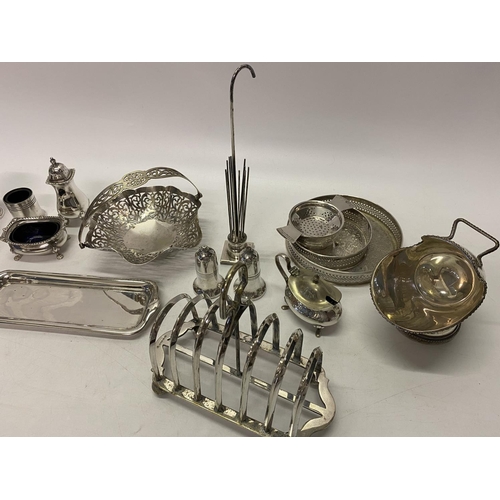 181 - A small selection of silver plated items including cruet