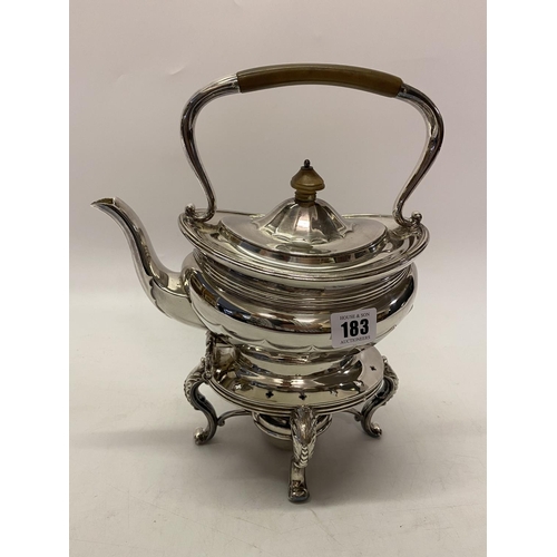 183 - A Georgian design silver plated tea kettle on stand, complete with burner