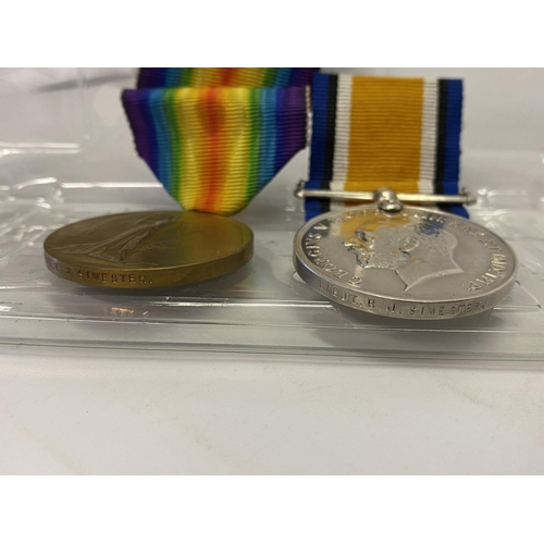 248 - A pair of First World War medals awarded to Lieut B.J Simester