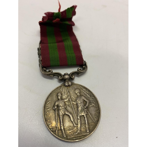 257 - An India medal with Punjab Frontier 1897-98 and Tirah 1897-98 bars awarded to 4364 Pte. H. Farnham 1... 