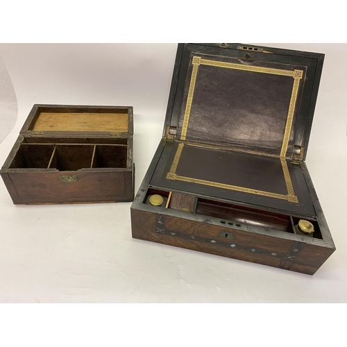 263 - A Georgian mahogany tea caddy with rectangular top, centre brass carrying handle - 10in. wide and a ... 